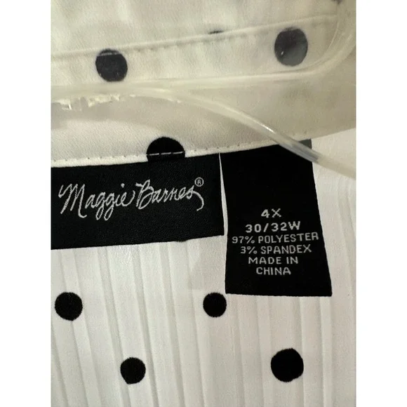 Maggie Barnes Plus Sz 4X Sleeveless Pleated Polka Dot Geometric Print Shirt Top - Picture 3 of 5